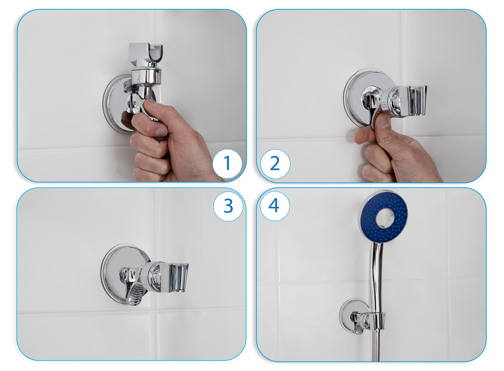 Soporte ducha de manos ajustable con ventosa cromado