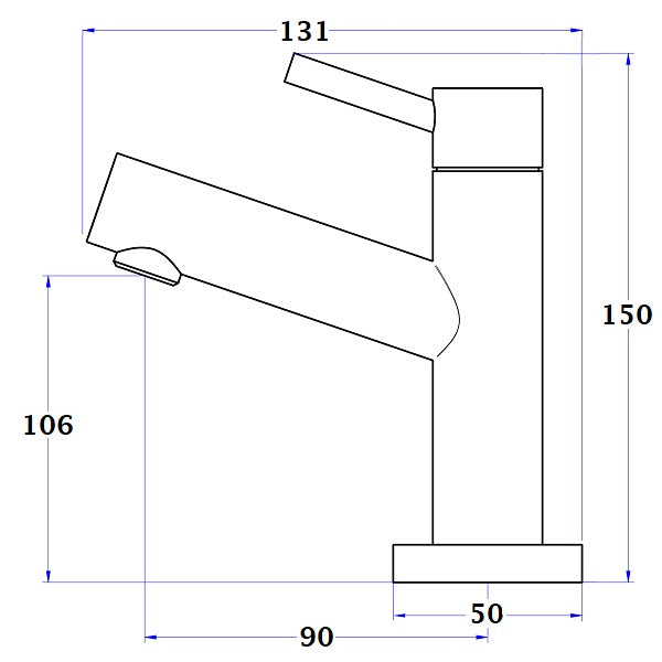 Grifo lavamanos CYLINDER cromado dimensiones