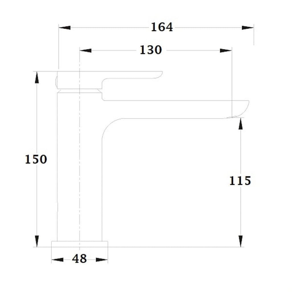 Grifo lavabo AZUL cromado dimensiones