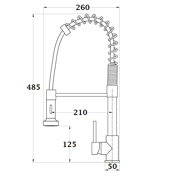 Grifo de cocina BAYA tipo chef cromado dimensiones