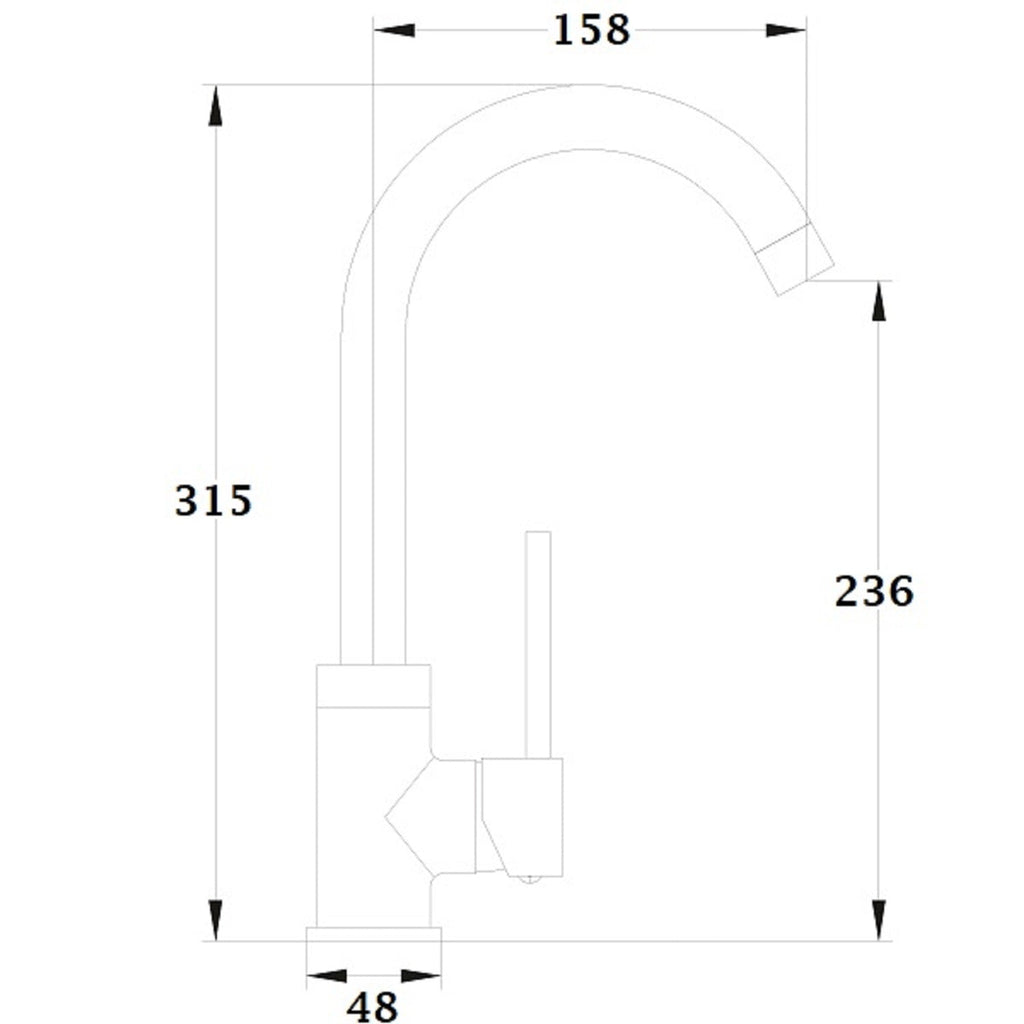 CORDOBA grifo de cocina cromado dimensiones