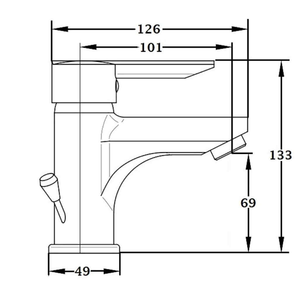 Grifo lavabo monomando ALTO cromado dimensiones