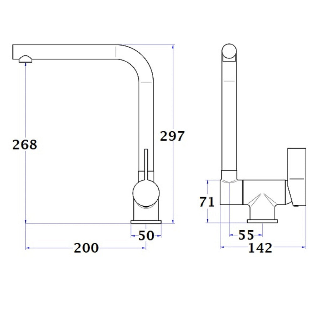 ESPERANZA grifo de cocina abatible Inox cepillado dimensiones
