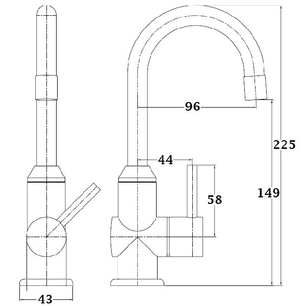 Grifo monomando TOMMY cromado dimensiones